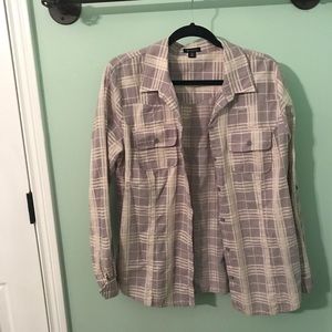 Gray + White Plaid Button-Down